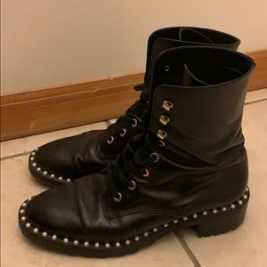 Stuart Weitzman Allie combat pearl boot
